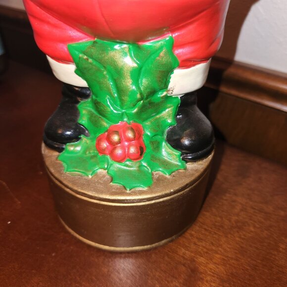 70s MCM Santa Claus Art Pottery Booze Decanter With Removable Hat Lid 11" H x 4" - Picture 3 of 11